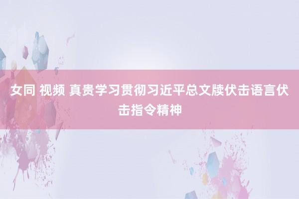 女同 视频 真贵学习贯彻习近平总文牍伏击语言伏击指令精神