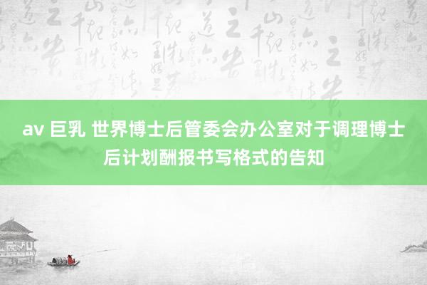 av 巨乳 世界博士后管委会办公室对于调理博士后计划酬报书写格式的告知